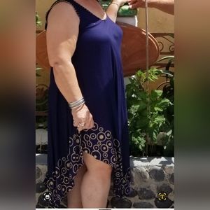 Blue Gold House/Beach  Dress One size Asymmetrical  One Size